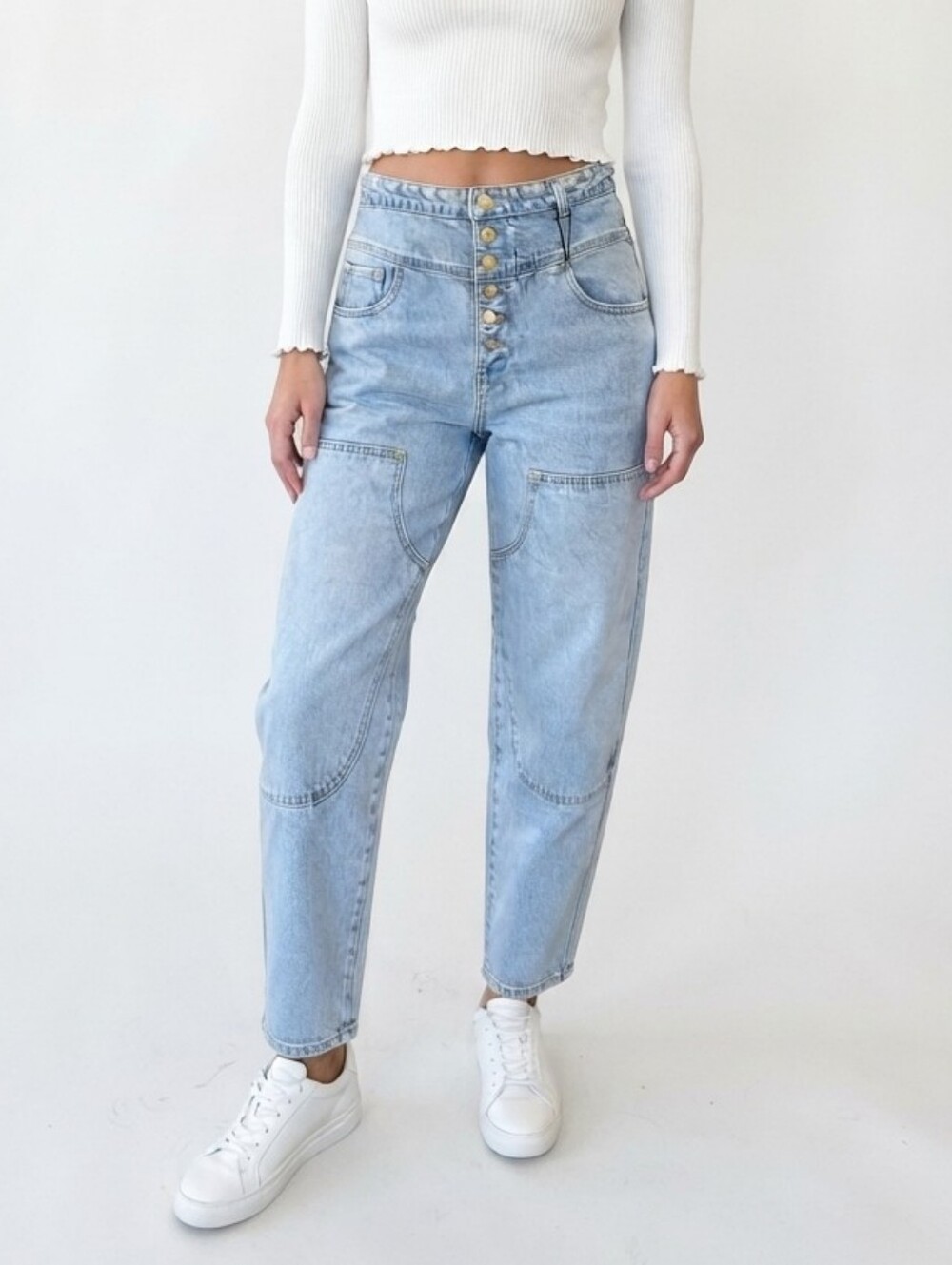 NWT The Devil Wears Prada x Scoop High Waisted Work Wear Jean Size 10 Pale Blue